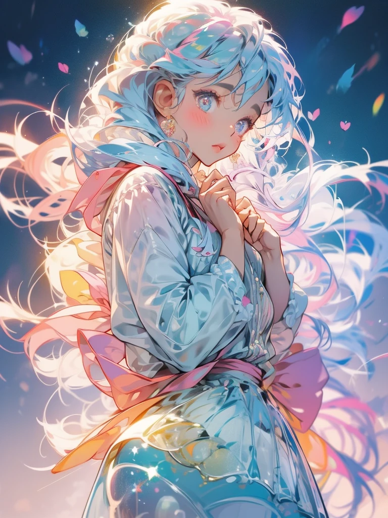 delicate Big eyes I have long hair Cute girl Pastel color clothes