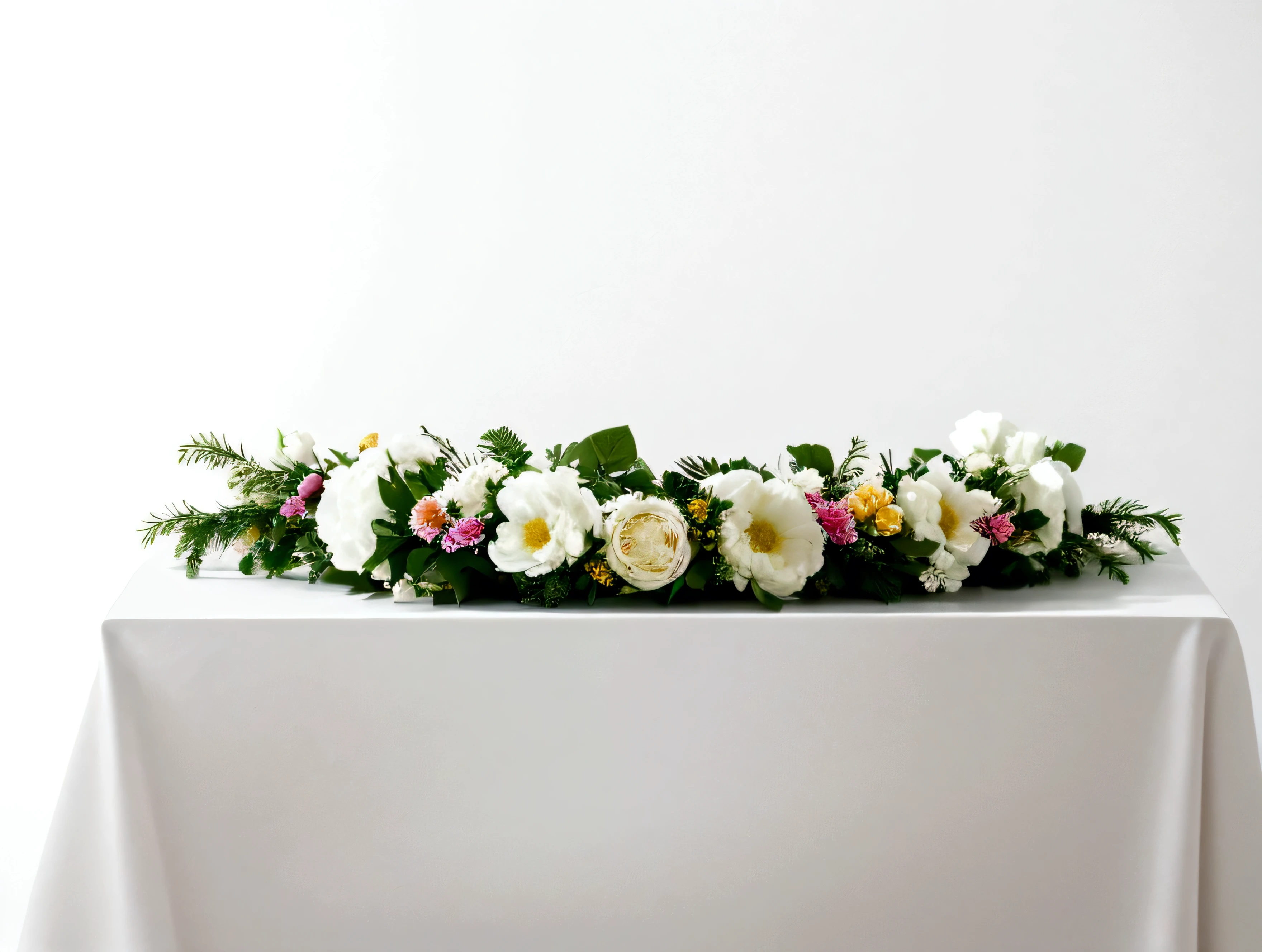White background,a wreath, Made of flowers, Perfect minimalist composition, , elegant composition, Beautiful composition 3-d 4k, Background still life photo