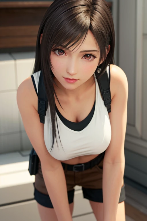 8K,top-quality,Real Image,intricate detailes,超A high resolution,Depth Field,masuter piece,natural soft light,profetional lighting,1 girl in,(cute little:1.2),Very beautiful 17 year old cartoon girl, photorealistic anime girl render, realistic anime 3 d style,A detailed eye,((Brown-eyed)),(Brown hair),(bangss), (((FF7)))(((Tifa))),(Tifa:1.2,Solo), Blake Super Detail Face, Detailed eyes, (light brown hair, Large breasts: 1.2), (suspenders、lowrise、a miniskirt、Tank Tops、Tense shirt),Industrial Control Systems ,((natta))