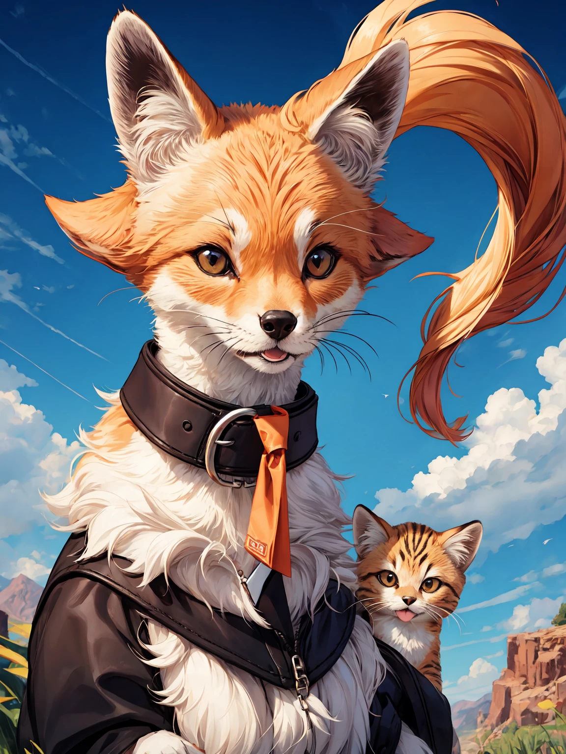 Collared Fox,Collared cat,Collared dog,