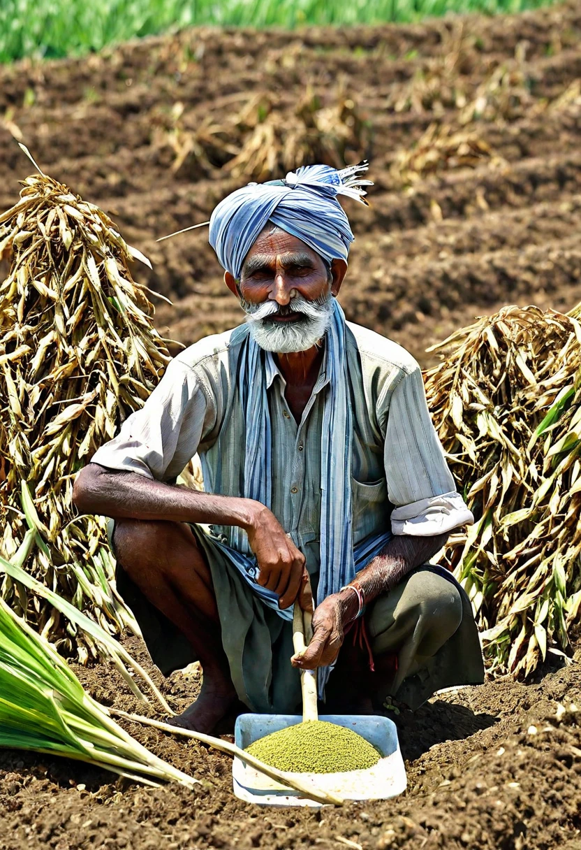 Indian poor farmer men in social media useing. 