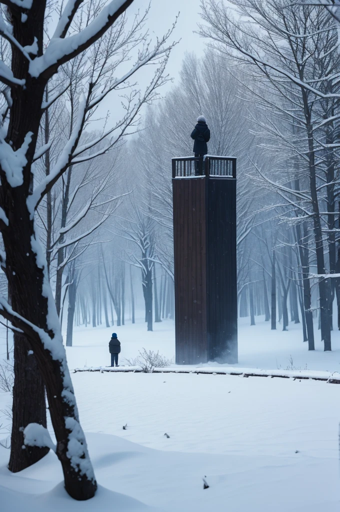 Lonely isolated person in winter