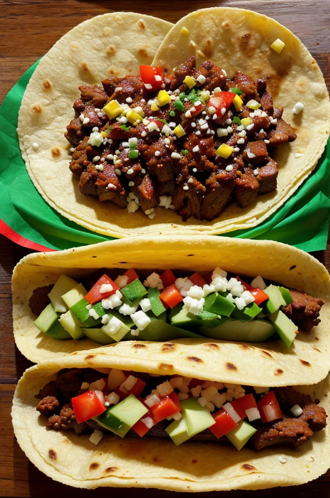 Which country is famous for tacos and fiestas? Photo Prompt: A picture of a Mexican flag.