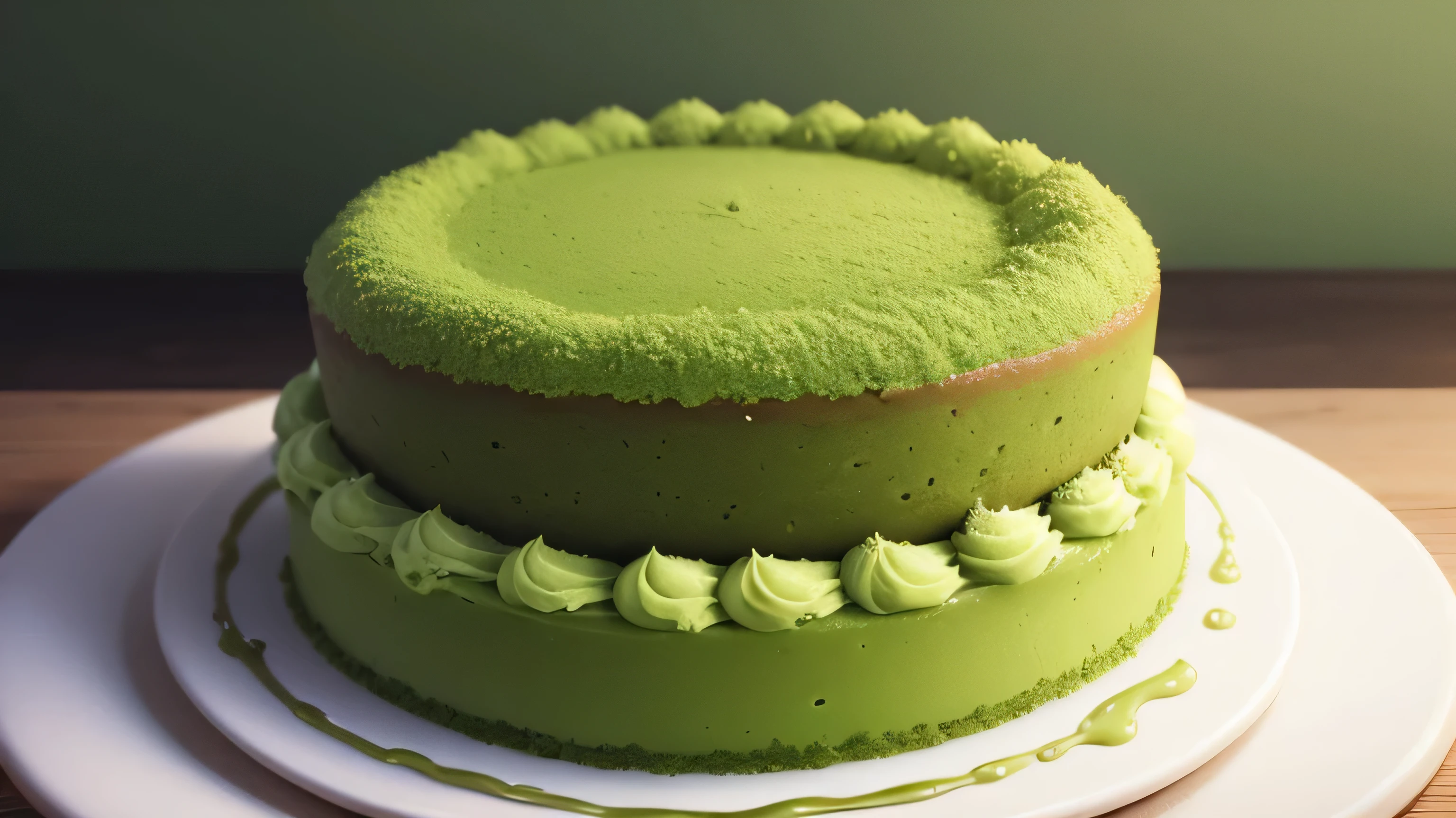 Matcha cake,Fresh and clean background,the real thing