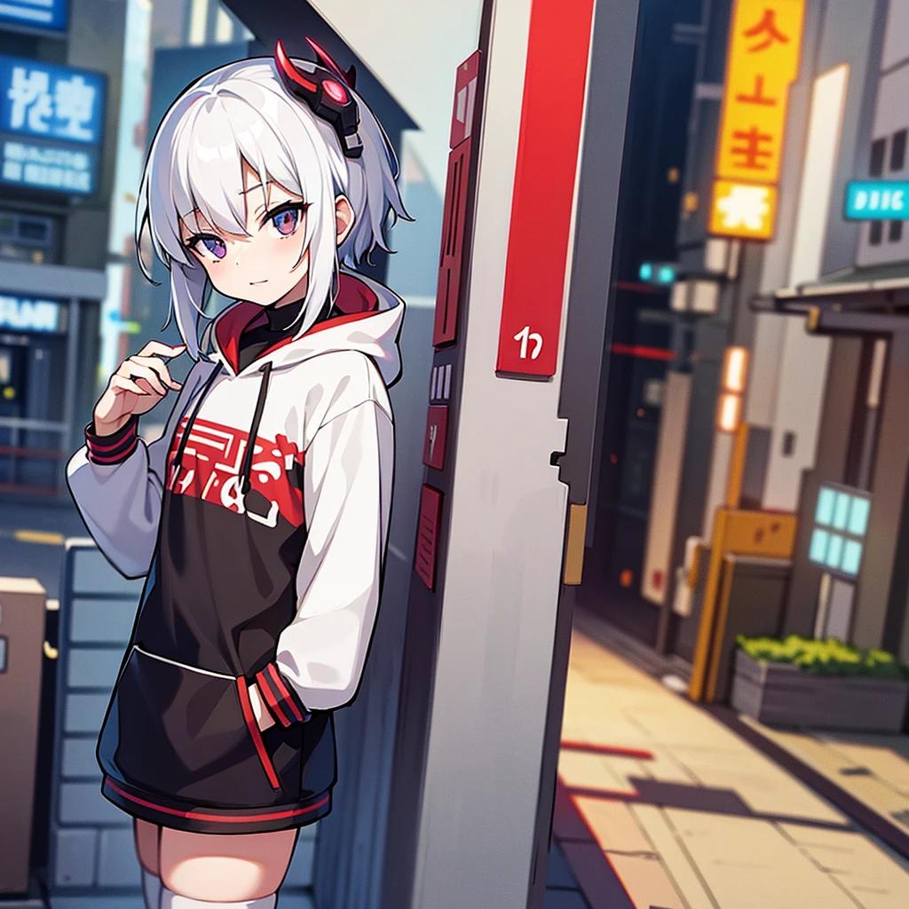 White-haired anime girl in a red jacket posing in front of a building, Anime style 4 k, Cyberpunk anime girl wearing a hoodie, Azur route style, Popular on cgstation, Bad guy anime 8k, best anime 4k konachan wallpaper, Anime style. 8K, Popular on cgstation内容, 4k anime wallpaper, Digital Cyberpunk Anime Art, Anime Wallpaper 4K