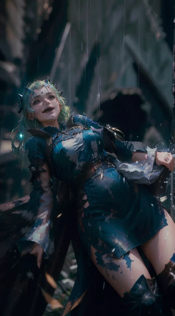 A girl wearing a cosplay costume posing for a photo, wlop sanqre style, 8k octane render, unreal engine rendering + goddess, from ncsoft, raining!, shot with canon eos r6, ultra-realistic 8k hdr photograph, 2b, 2b, <mmorpg game scene，laughing out loud