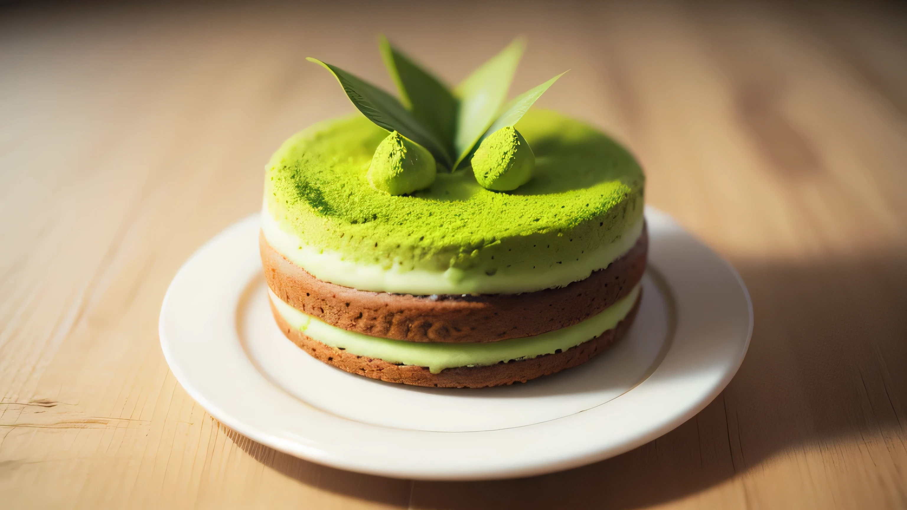 Matcha cake,Fresh and clean background,the real thing