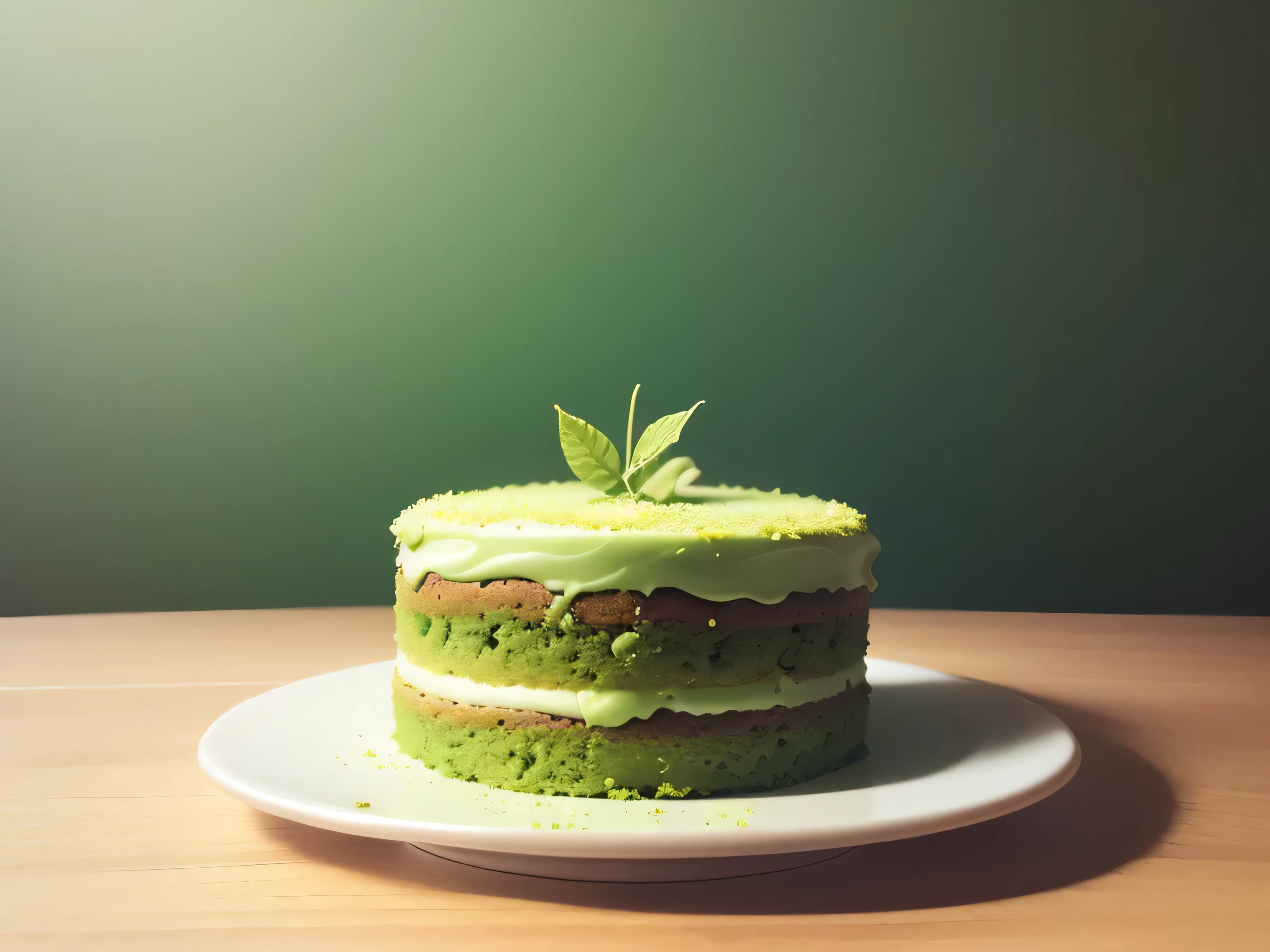 Matcha cake,Fresh and clean background,the real thing