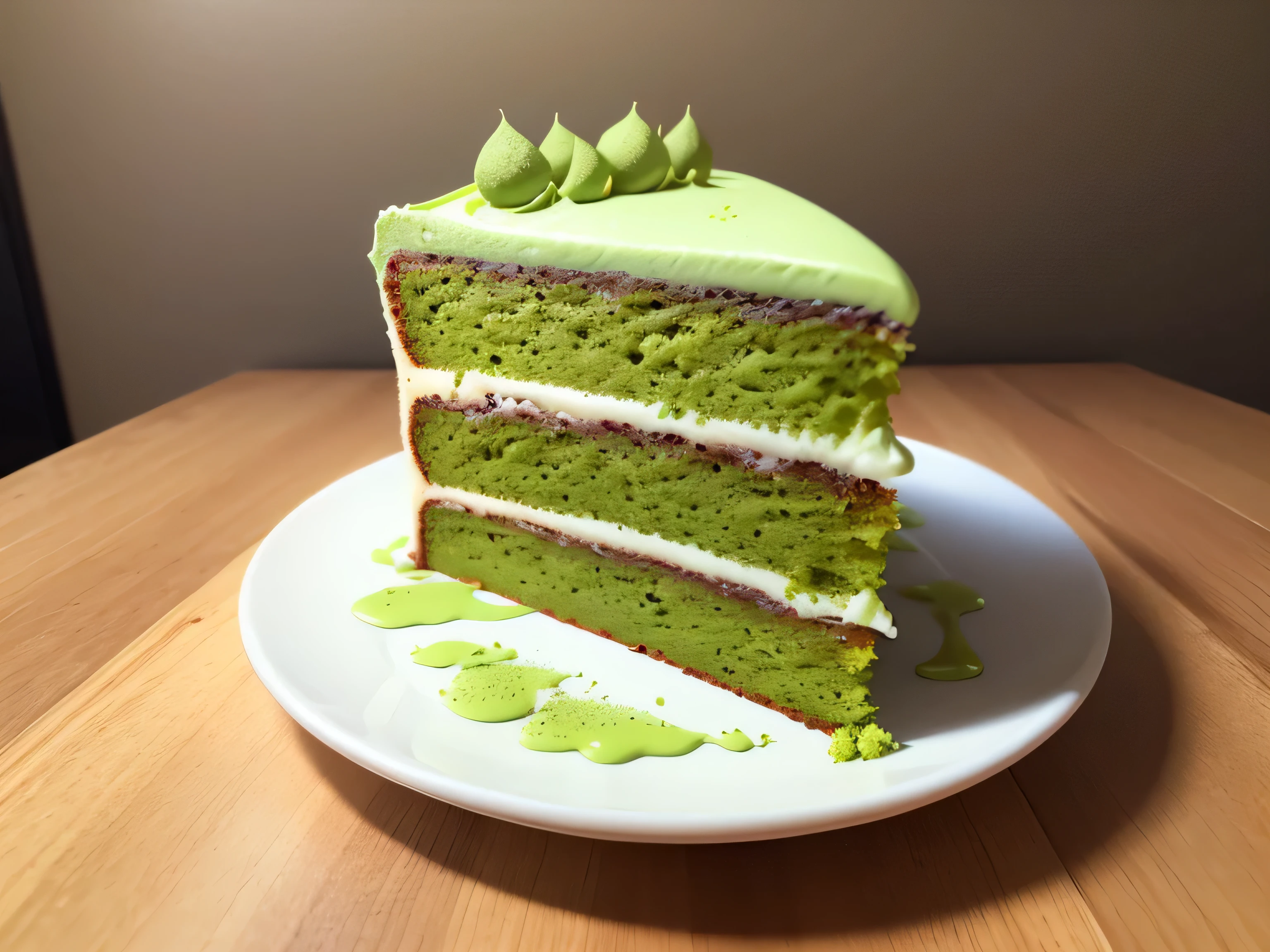 Matcha cake,Fresh and clean background,the real thing