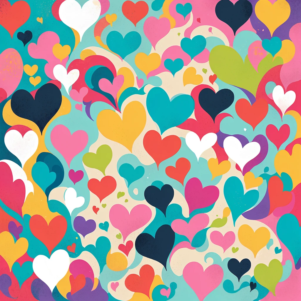Black Star Red and White style, Simple Line Initialism,Abstract art,Urban Background, colorful hearts ,No people