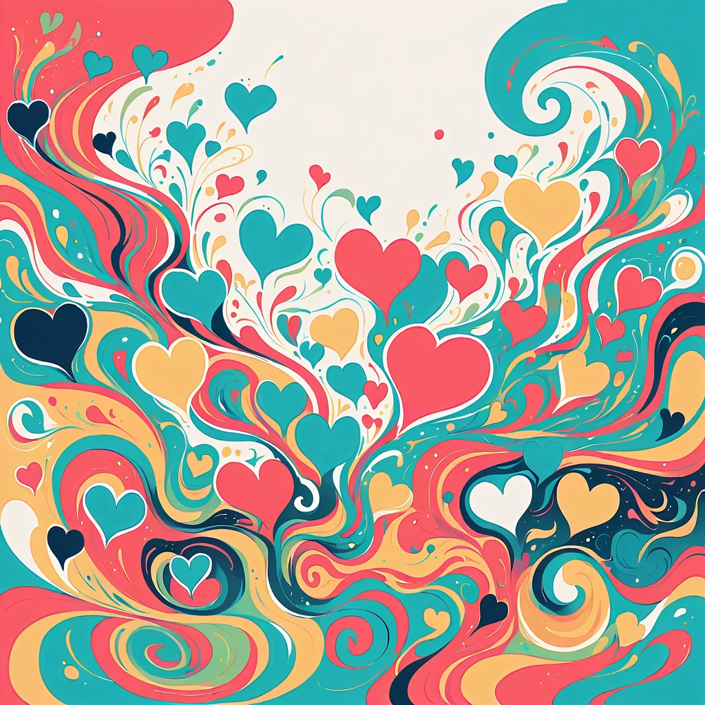 Black Star Red and White style, Simple Line Initialism,Abstract art,Urban Background, colorful hearts ,No people