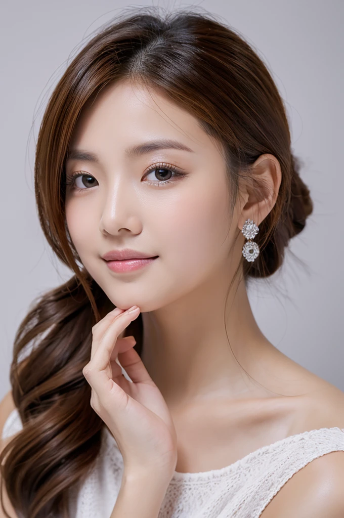 a pretty girl, white background