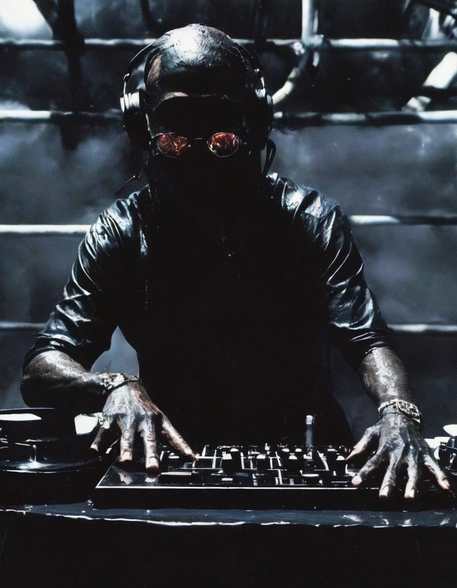 dj playing set in black water