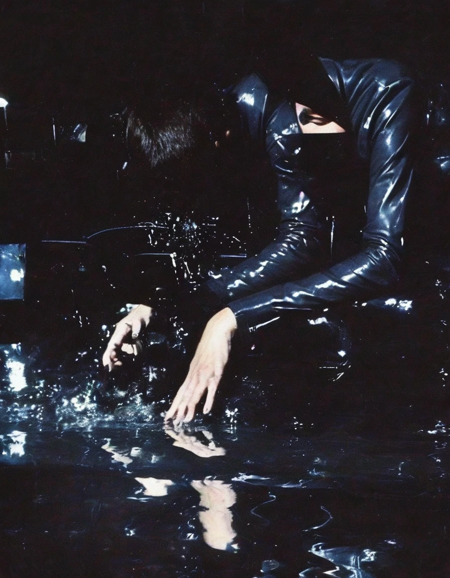 dj playing set in black water