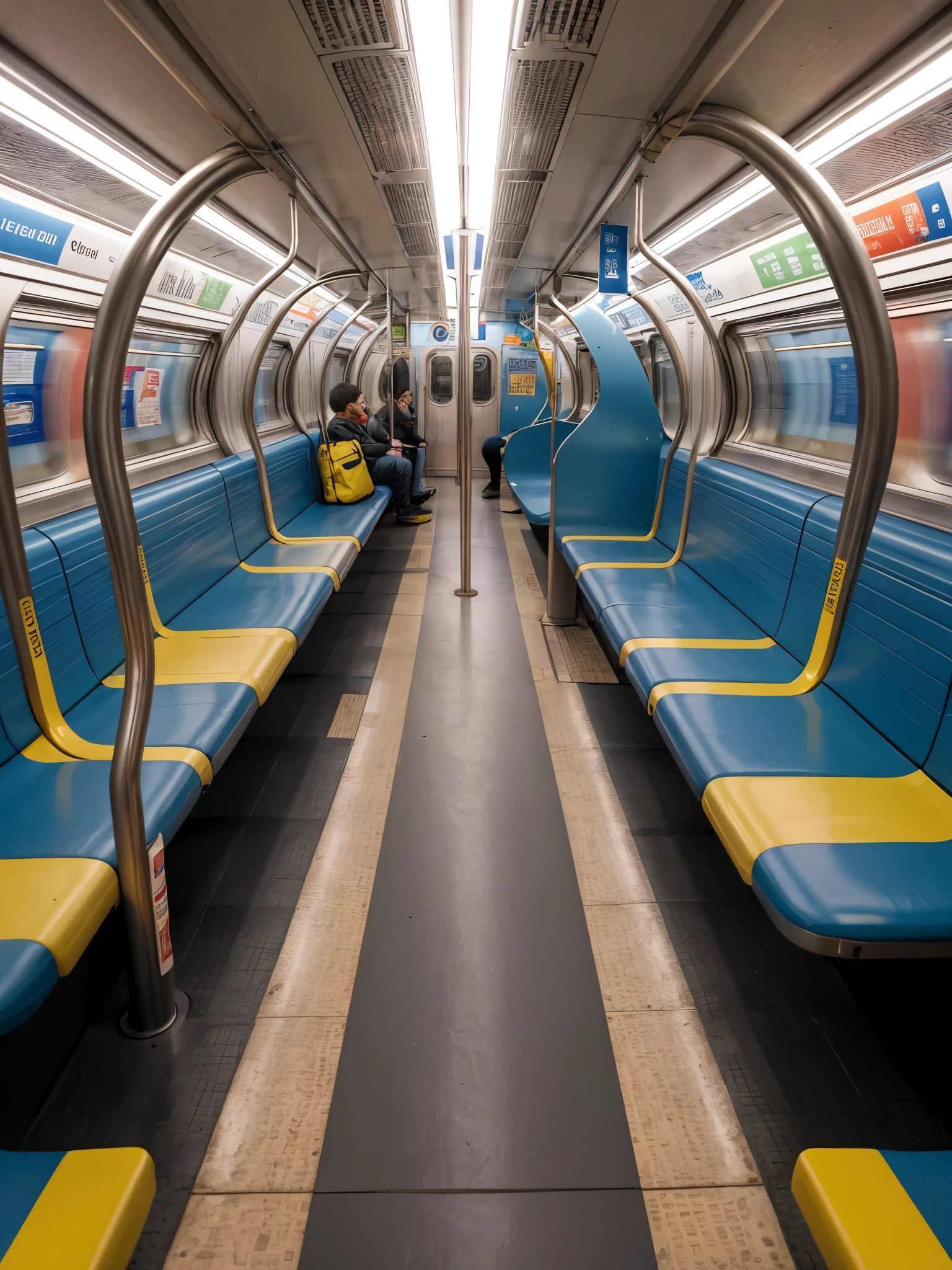 inside subway train, made from synthetic rubber, intricate modern subway interior design, cozy seat, science fantasy,