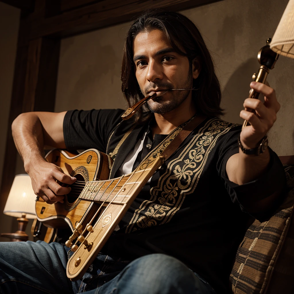 A real, realistic oud player without mistakes