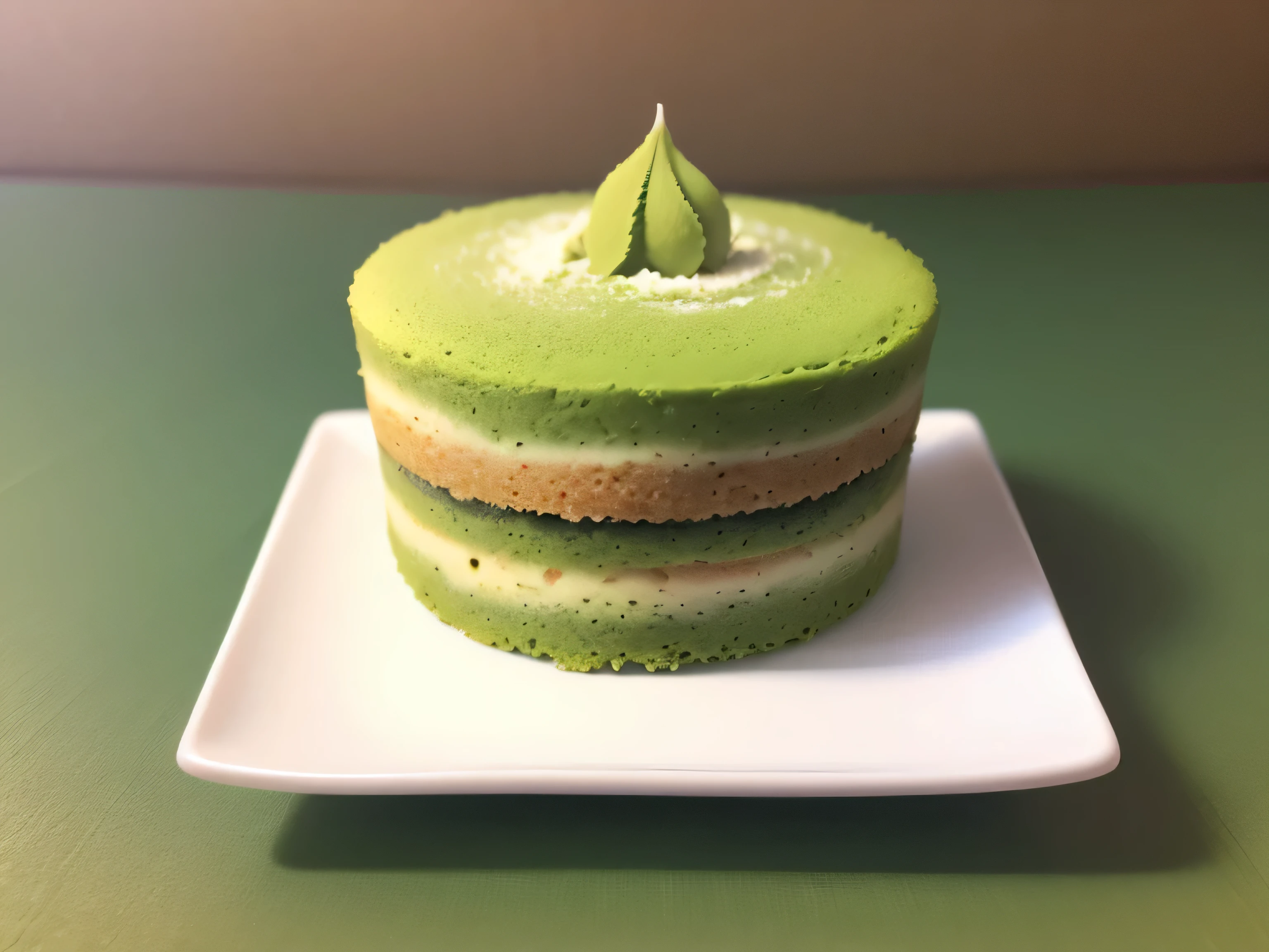 Matcha cake,Fresh and clean background,the real thing