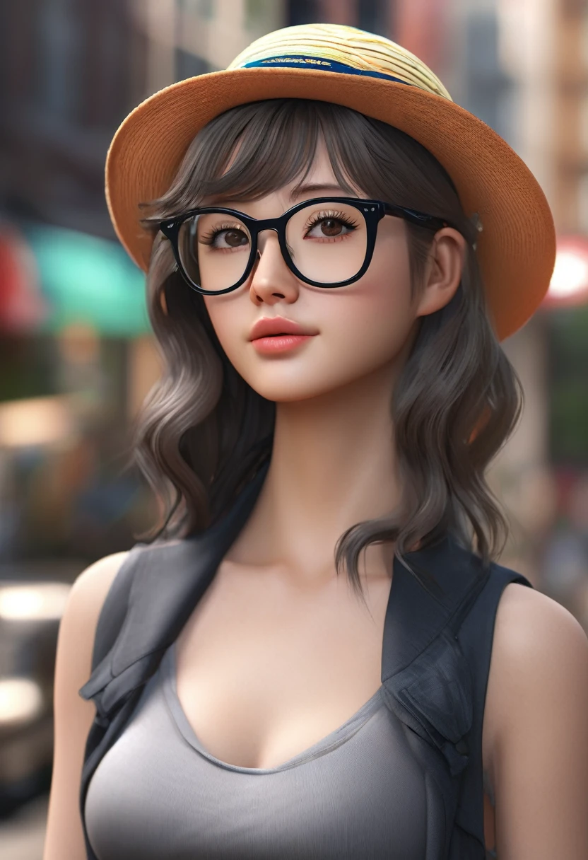 Pregnant,a close up of a woman wearing a hat and glasses, realistic anime 3 d style, 3 d anime realistic, photorealistic anime girl render, seductive anime girl, anime highly detailed, 3d anime girl, photorealistic anime, character is in her natural pose, hyper realistic anime, rendered in sfm, render of a cute 3d anime girl, realistic shaded perfect body