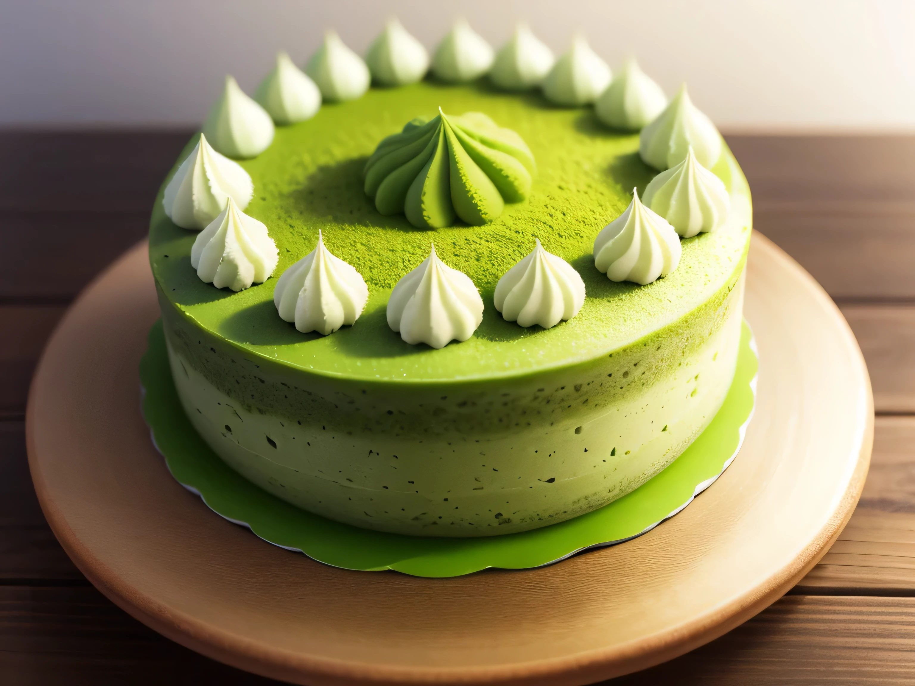 Matcha cake,Fresh and clean background,the real thing