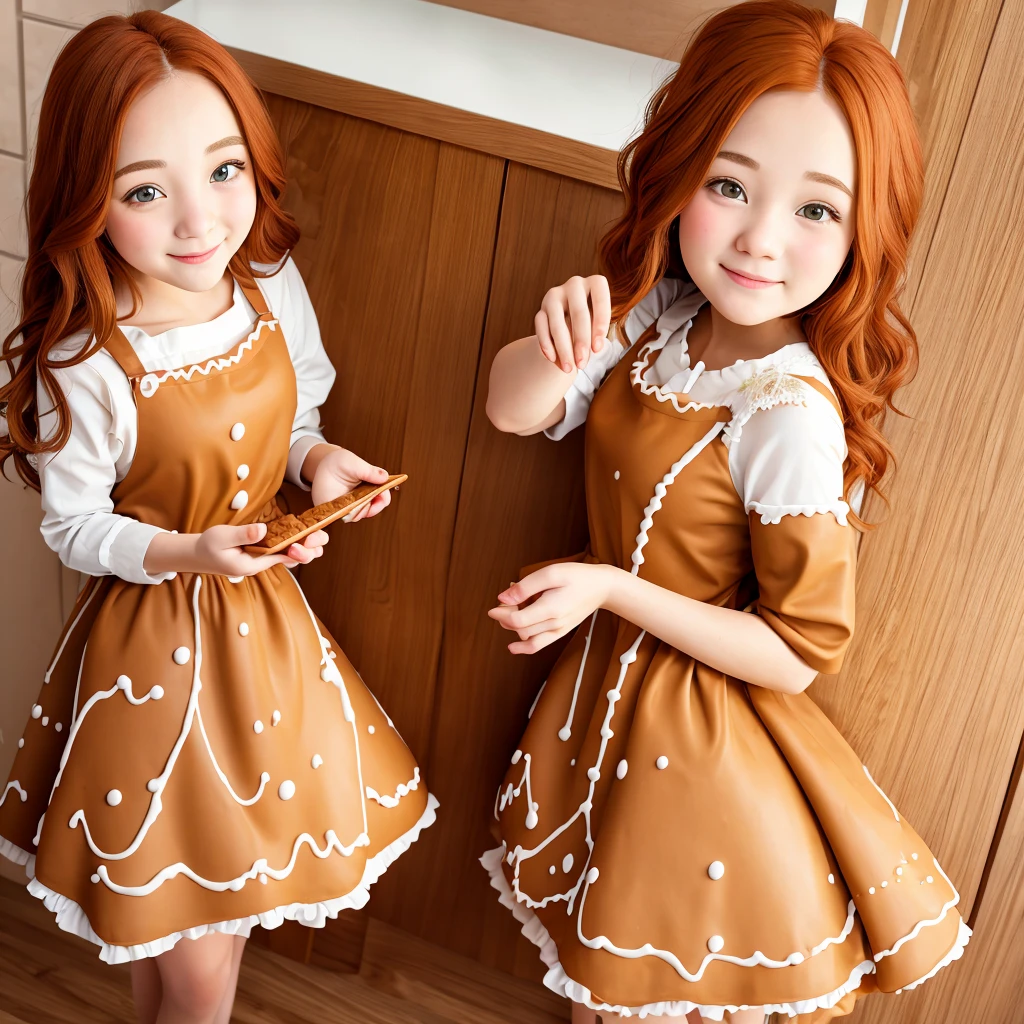 young woman, Orange Hair, Hazel Eyes, (Gingerbread Dress) kitchen