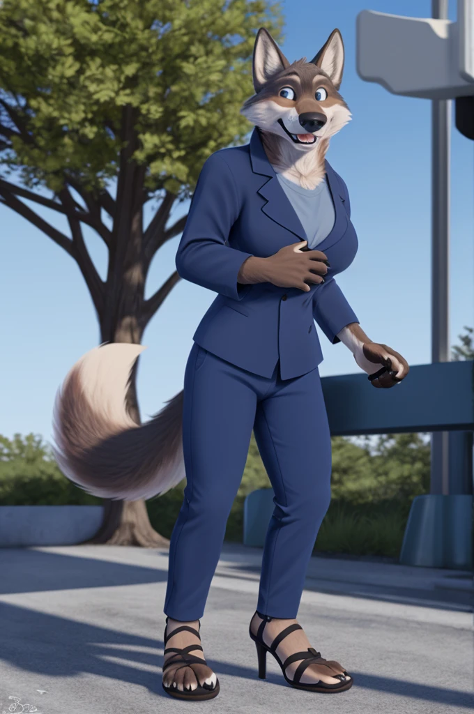 Emilia (Zveropolis), wolf, Gray Fur, (brown body:1.3), Blue eyes, Zveropolis, dressed,blue jacket,shirt,blue pants,red,takes off heeled sandals, ,female breast,canine, Wolf, Detailed fur, Female, antro, paw pads, finger claws, At the viewer, 5 fingers, paws, 5 fingers,there's a restaurant coming, ,mood,open mouth, flash cameras, loves,pink heeled sandals,
BREAK from nextel, for dating, by xenoforge, (difficult, high detail, film photography, soft focus, RAW, fluororealism, realistic, photorealistic, analog style, Subsurface scattering,hesitates to wear sandals with heels,
masterpiece, Best quality, ultra realistic, 8 k)