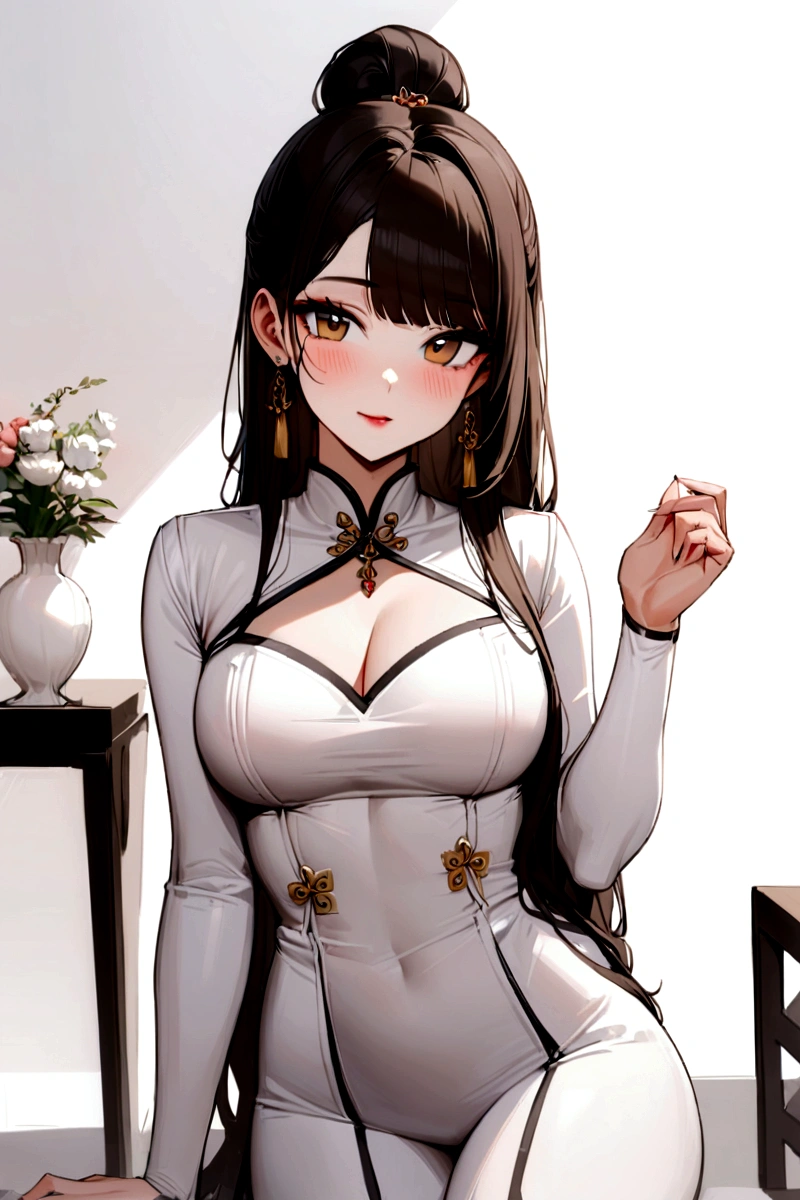 arafed asian woman in a white dress posing for a picture, beautiful south korean woman, gorgeous young korean woman, beautiful young korean woman, korean girl, beautiful asian girl, in white clothes, a beautiful woman in white, wearing a cute white dress, wearing white dress, gorgeous chinese model, korean woman, japanese goddess, smooth white tight clothes suit, chinese girl
