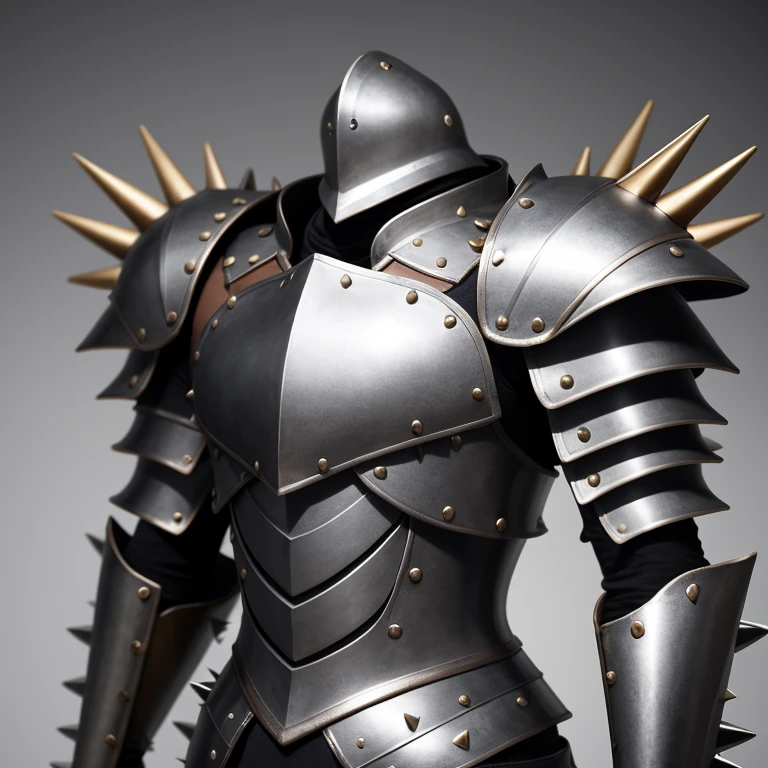 spiky grey armorpiece , spiked armor piece , grey metal
