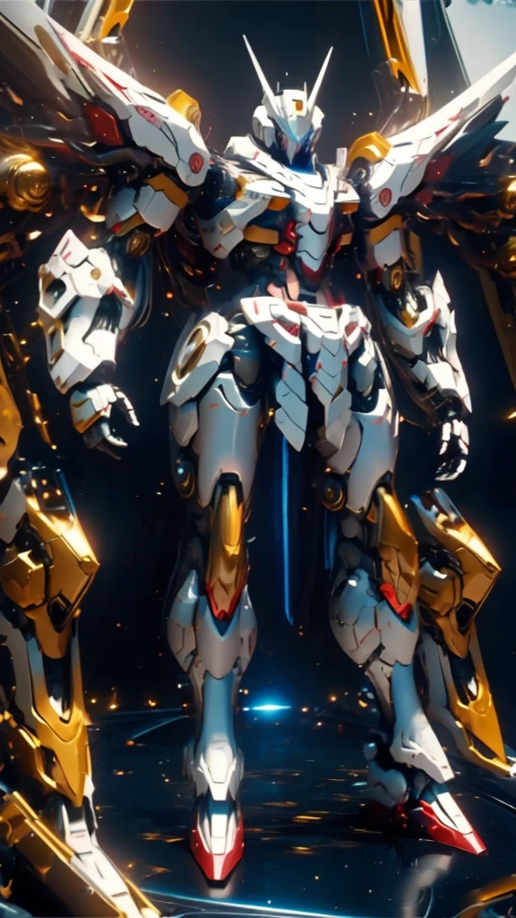 Catapult Deck、Waiting for departure、Giant humanoid robot、Gundam cockpit hatch open in the center of the chest