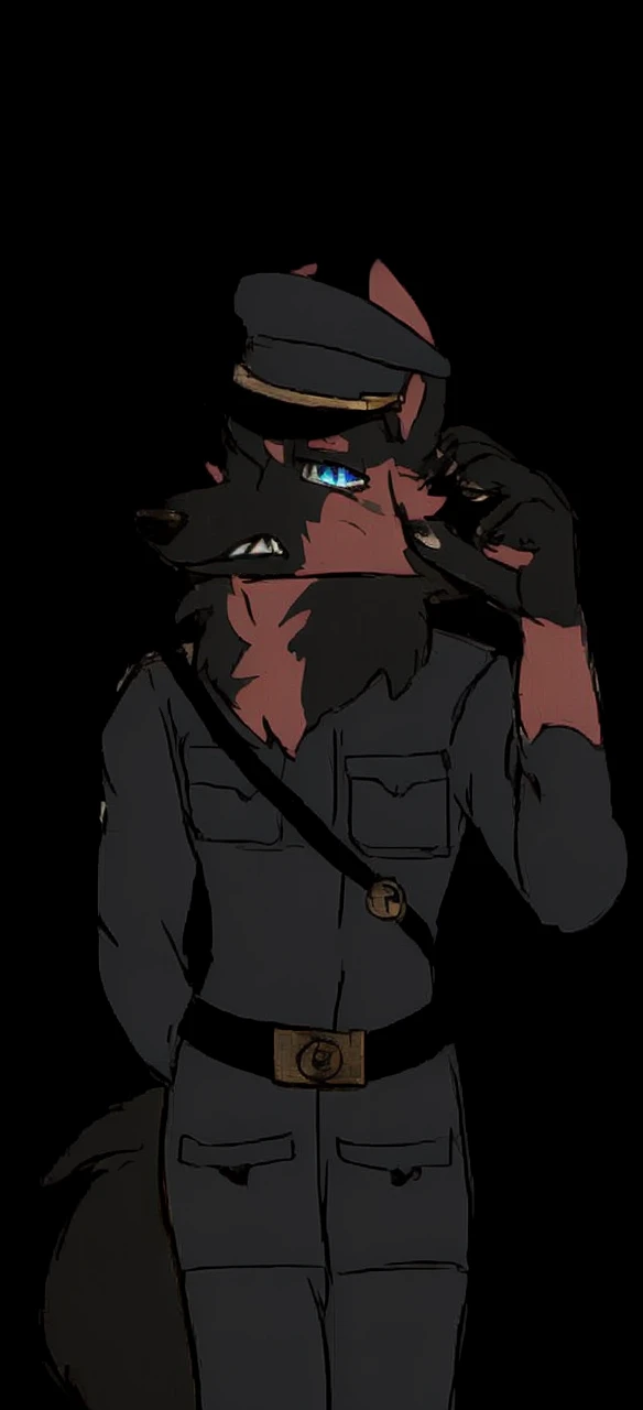 furry art, commission, German shepherd, SS uniform,Blye eyes,Sharp teeth