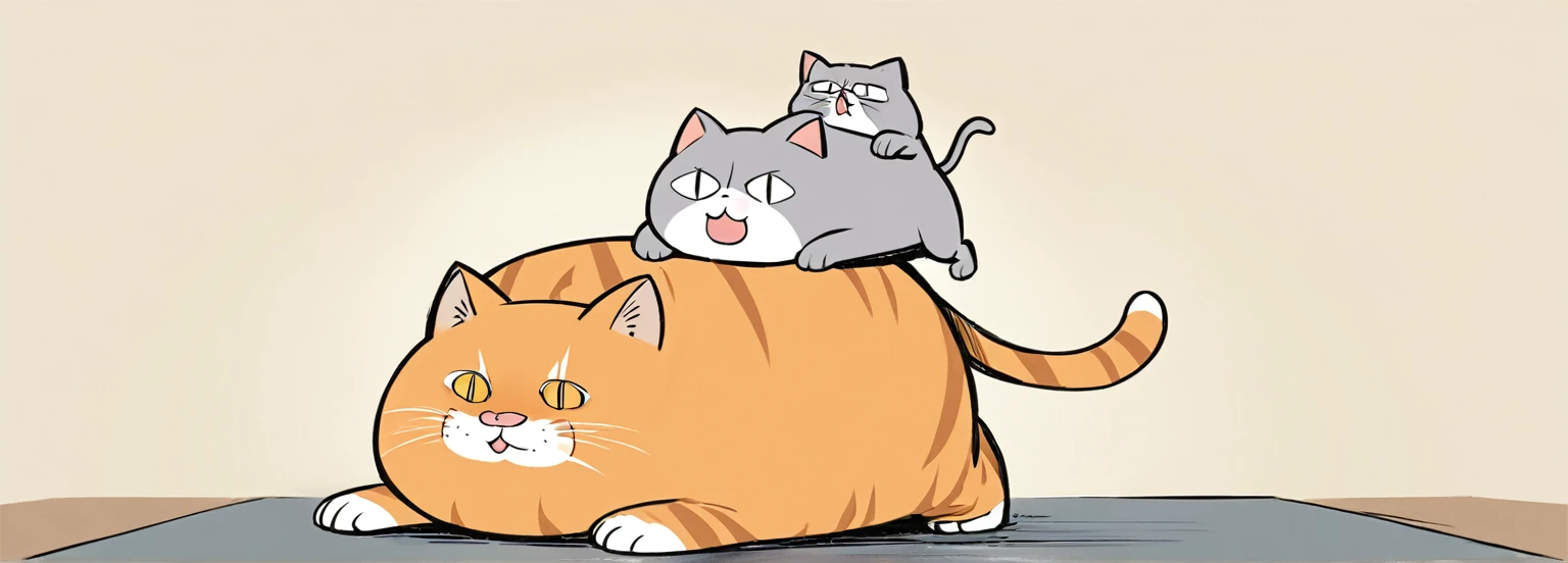 cartoon of a cat with its head on a floor, chonker cat, fat cat, fat cat superhero, fat chibi grey cat, oversized_hindquarters, whole cat body, illustration of a cat, orange fluffy belly, hunched over, fat cat on desk, ginger cat in mid action, the cat is orange, thick tail, an obese, obese )