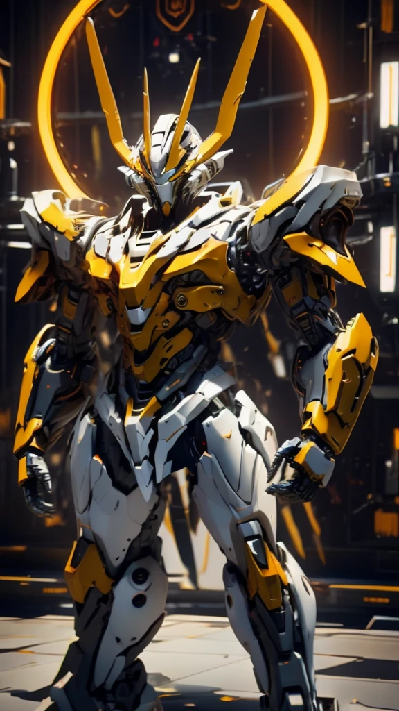 Catapult Deck、Waiting for departure、Giant humanoid robot、Gundam cockpit hatch open in the center of the chest