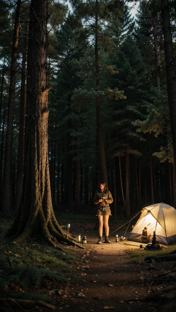 Solo girl camping in the forest and stay one night 