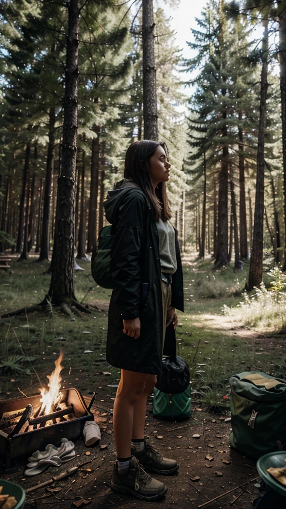 Solo girl camping in the forest and stay one night 