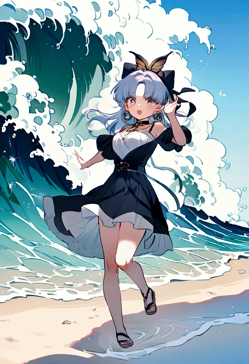beach, wave, (They were Uesugi) 比基尼