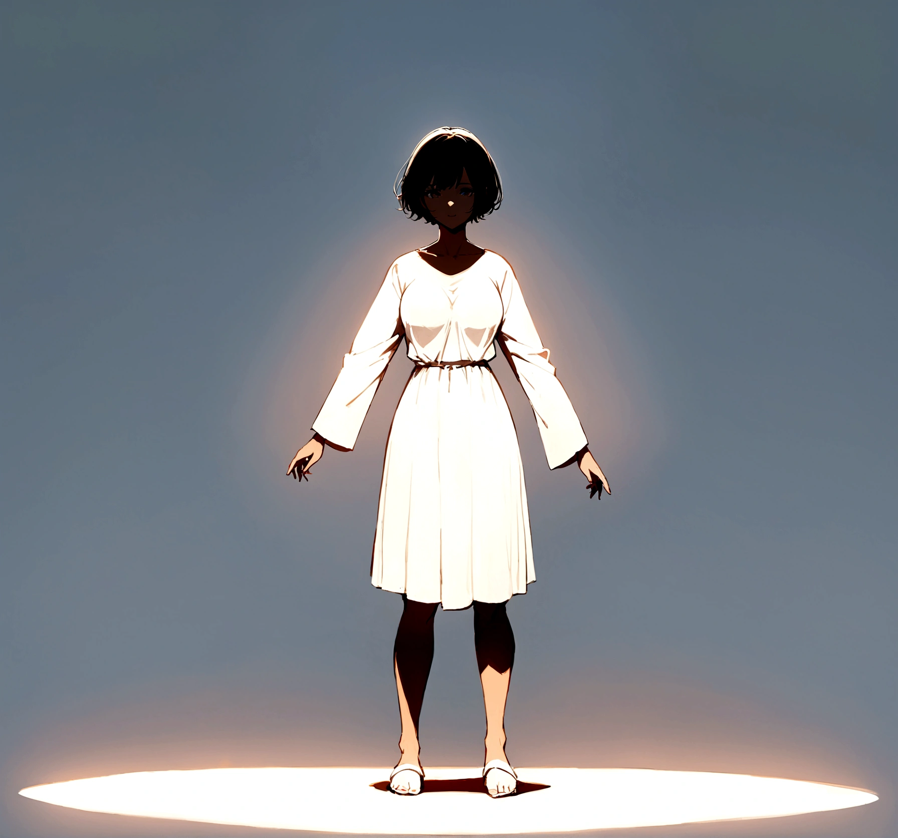 (8k, ultra-high resolution, highest quality, masterpiece:1.2), ultra-realistic, (realistic, photorealistic:1.37), (realistic skin:1.2), ultra-detailed, Canon EOS RP, 8k, nsfw,Korean mature woman, smiling,（obese）, (((super curvy,))) ((super voluptuous,)) adult model, standing,（armpit showing）, ((full body shot)), thick ankles, (short hair), (empty space), (pale white background only),
