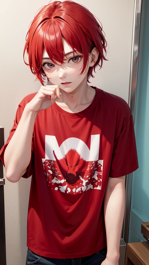 red living thing, Wear a shirt with the word Anogen.