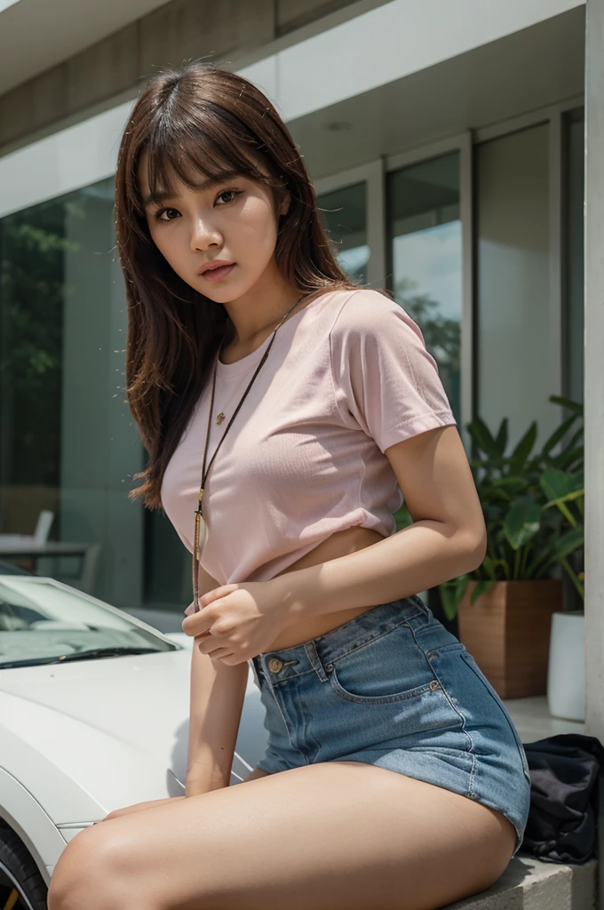 Woman wearing modern fashionable clothes in bright colors, Single strap shirt, Bangs, beautiful portrait, gorgeous young Thai women, beautiful young Thai women, beautiful south Thai women, beautiful young woman, 아주 beautiful young woman, Thai women, beautiful female model, beautiful female model, lovely young woman, beautiful young woman, a lovely young woman, Thai women