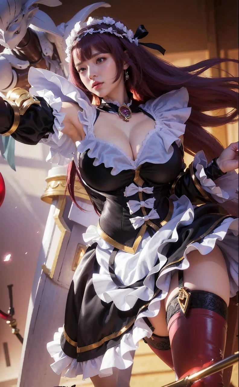 high quality,masterpiece,extremely detailed,high res,4k,ultra high res,detailed shadow,ultra realistic,realistic,dramatic lighting,1girl,solo,detailed face,realistic eyes,realistic skin,pink hair,dynamic pose, dynamic angle, white flowery dress, short hair cut,white background