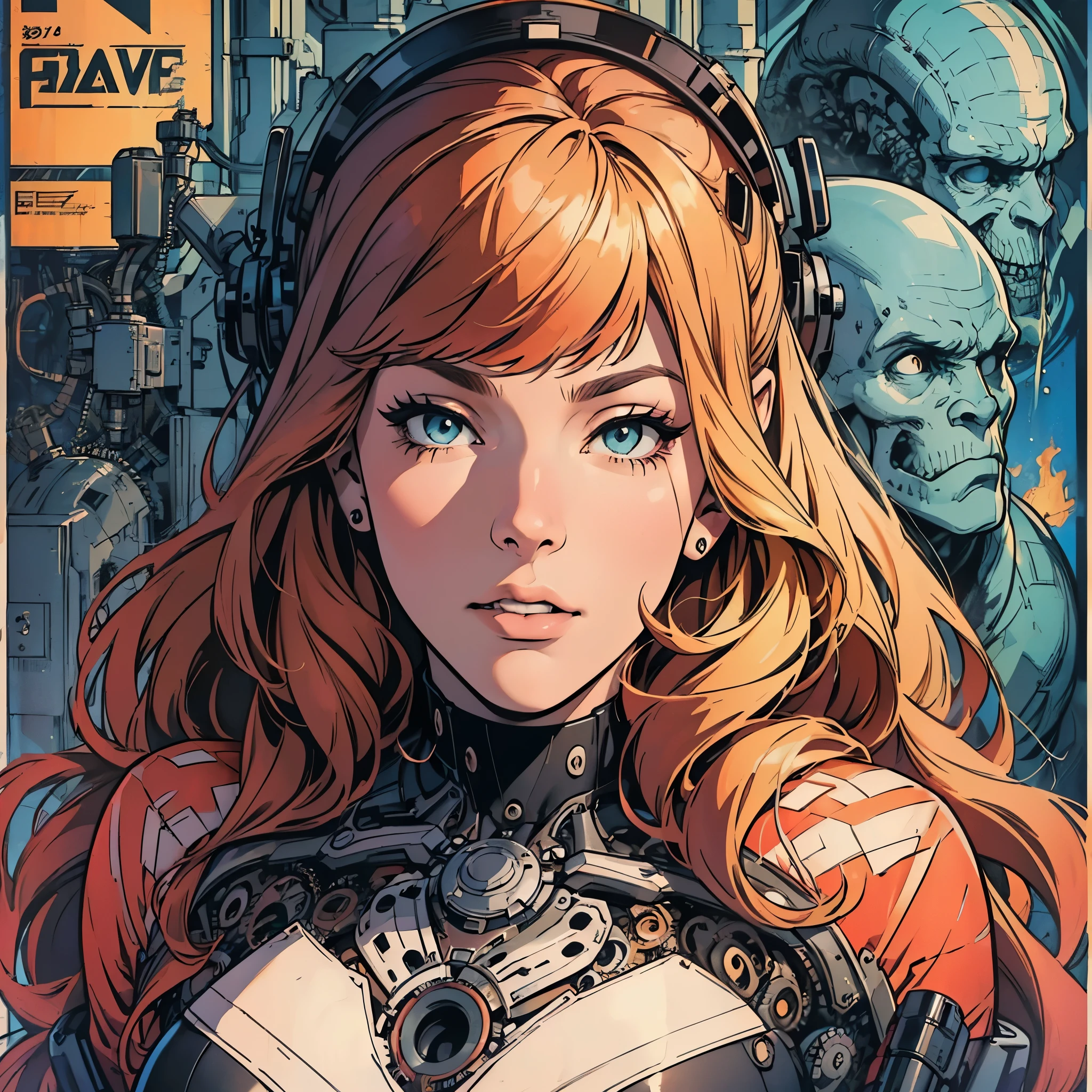 (((ultimate best quality))),(((solo:1.2))),(((1girl:1.2))),((((beautiful perfect woman)))),(((detailed perfect body, detailed perfect finger))),((((((ultimate movie poster)))))),(((bust up, close up))),((((detailed complicated machine)))),(((((genius mechanical))))),(((American comics))),(((extreme highlights))),(((Extremely colorful, primary colors))),cleavage, super beautiful lady,(((typography))),text