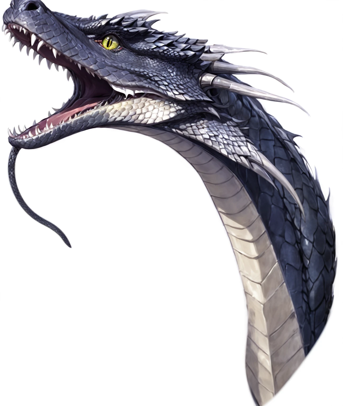 There is a big snake,Mouth wide open, Jermon Gander, dragon our species, cyborg Dragon Portrait, Elves and Anime, Smooth faucet, Dragon Portrait, Portrait of a dragon, Scarred Dragon, Dragon's Mouth Art, The numbers are very detailed, dragon art, Winged dragon snake, Anthropomorphic Dragon