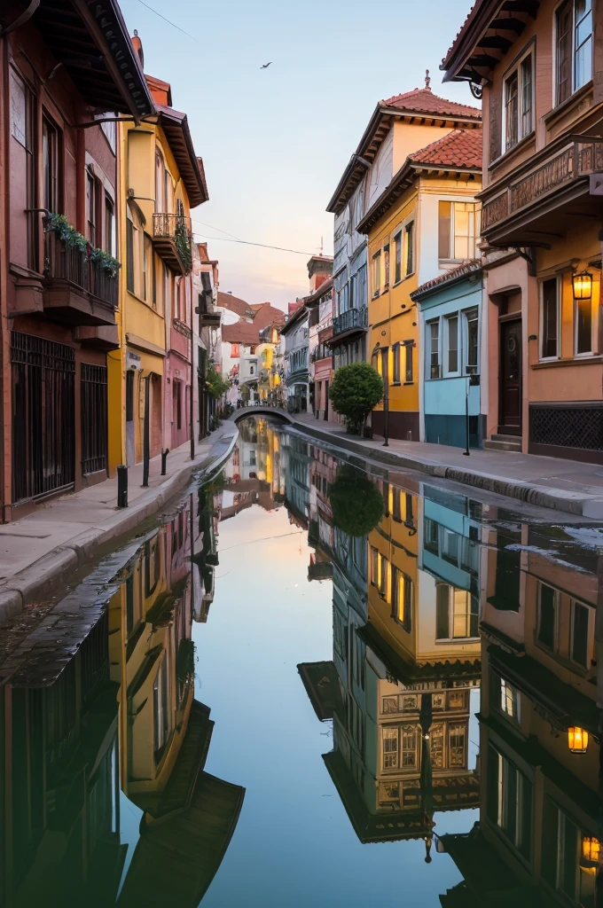 Different world　universe　Streetscape　Upside down　beautiful　dawn　Masterpiece