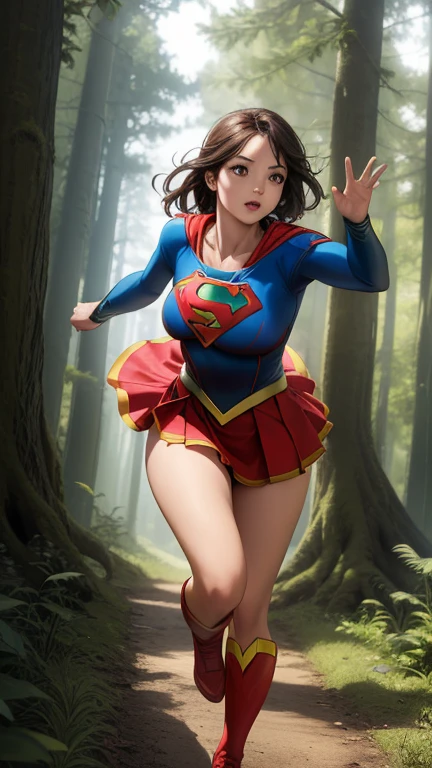 ((she is running in the forest)), (((Supergirl&#39;s detailed uniform.))),  (She wears stilettos) ((Your blouse is in tatters, Your mesh is in tatters, his uniform is in tatters, your costume is in tatters, your clothes are in tatters)), ((SUPERHEROINE SUPERGIRL FLEEING AFRAID)), ((tramp, Prostitute, Bitch)) He is sweating all over his body. She is screaming in terror, she is terrified, she is crying a lot. ((She has black hair, She has long hair)), ((She wears a mesh garter belt.)), ((Wearing a thick metal collar around his neck. )) She screams and begs for mercy, I do not cry.. Wearing a thick metal collar around his neck. with a chain. Wear a lot of makeup on your face. (Your clothes are immoral, Your clothes are indecent). Shibari, arms behind the back:1.4), (hands on the back), (first work, Best Quality) 1.5, 1 girl, Alone, (sexy, Pretty Woman, Perfect face, Perfect eyes) whole body, (Shibari, arms behind the back:1.4), (hands on the back), ((by rubio)). ((high definition face)).