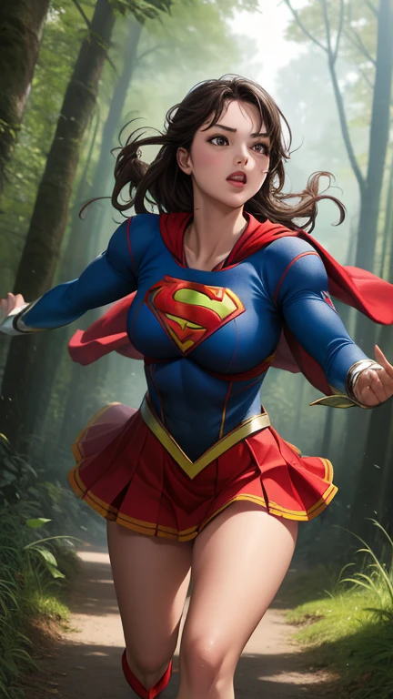 ((she is running in the forest)), (((Supergirl&#39;s detailed uniform.))),  (She wears stilettos) ((Your blouse is in tatters, Your mesh is in tatters, his uniform is in tatters, your costume is in tatters, your clothes are in tatters)), ((SUPERHEROINE SUPERGIRL FLEEING AFRAID)), ((tramp, Prostitute, Bitch)) He is sweating all over his body. She is screaming in terror, she is terrified, she is crying a lot. ((She has black hair, She has long hair)), ((She wears a mesh garter belt.)), ((Wearing a thick metal collar around his neck. )) She screams and begs for mercy, I do not cry.. Wearing a thick metal collar around his neck. with a chain. Wear a lot of makeup on your face. (Your clothes are immoral, Your clothes are indecent). Shibari, arms behind the back:1.4), (hands on the back), (first work, Best Quality) 1.5, 1 girl, Alone, (sexy, Pretty Woman, Perfect face, Perfect eyes) whole body, (Shibari, arms behind the back:1.4), (hands on the back), ((by rubio)). ((high definition face)).