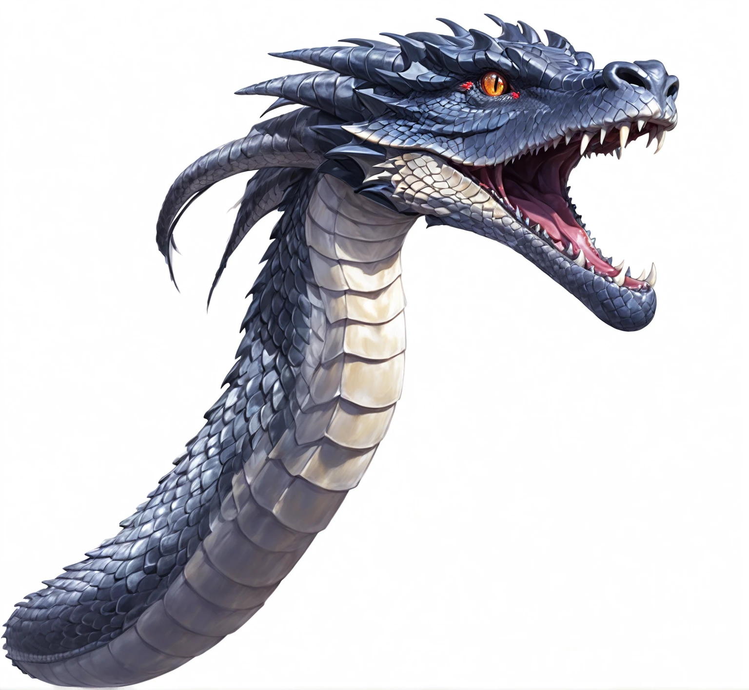 There is a dragon,Very long neck,Pointy mouth, Jermon Gander, cyborg Dragon Portrait, Scarred Dragon, Set against the backdrop of a dragon, dragon our species, dragon snake with wings, snake, Portrait of a dragon, Jomon Gander, Dragon Portrait, big snakes heads with open mouth, snake, But as an anthropomorphic dragon