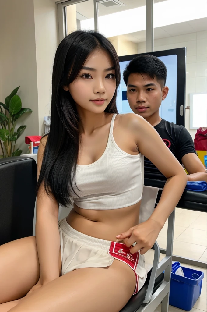 Beautiful thai girl doing blood donation