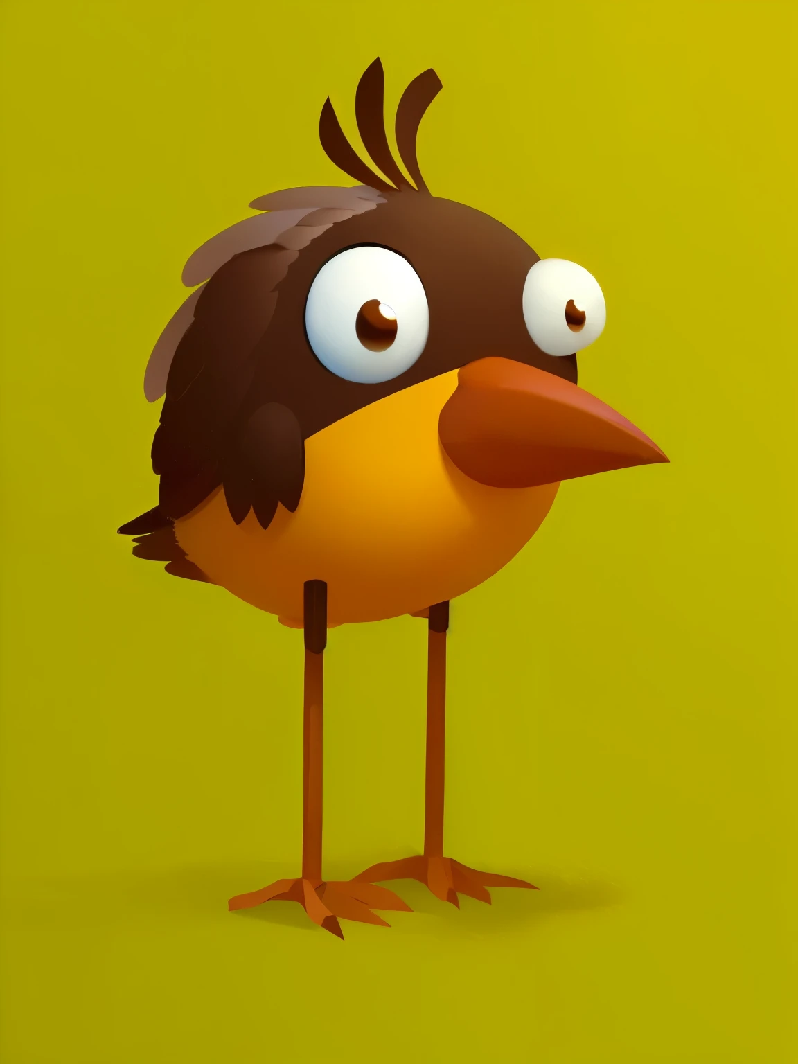 cartoon bird with big eyes and a brown beak, anthropomorphic bird, birb, fat bird, beware the jubjub bird, very stylized, standing bird, mechanical cute bird, heavily stylized, cartoon digital painting, sentient bird, 2 d render, rounded beak, simple stylized, a surrealistic bird, merged character, cartoon creature