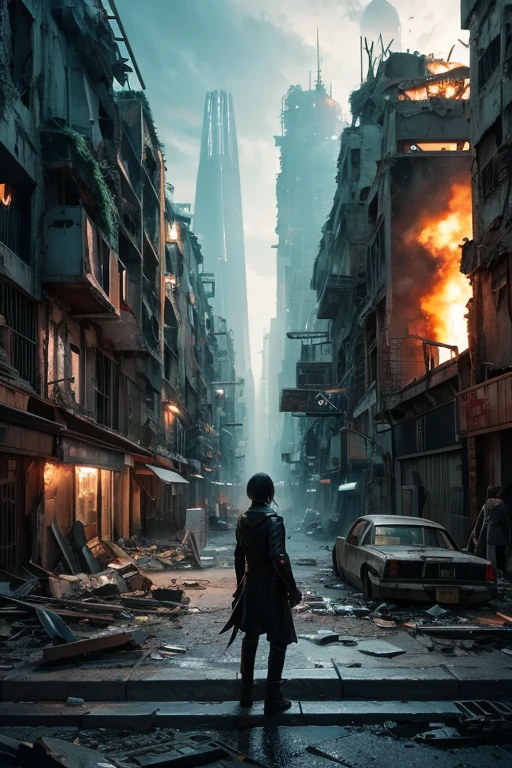 Highest quality、A ruined futuristic city、dim、Surrealism