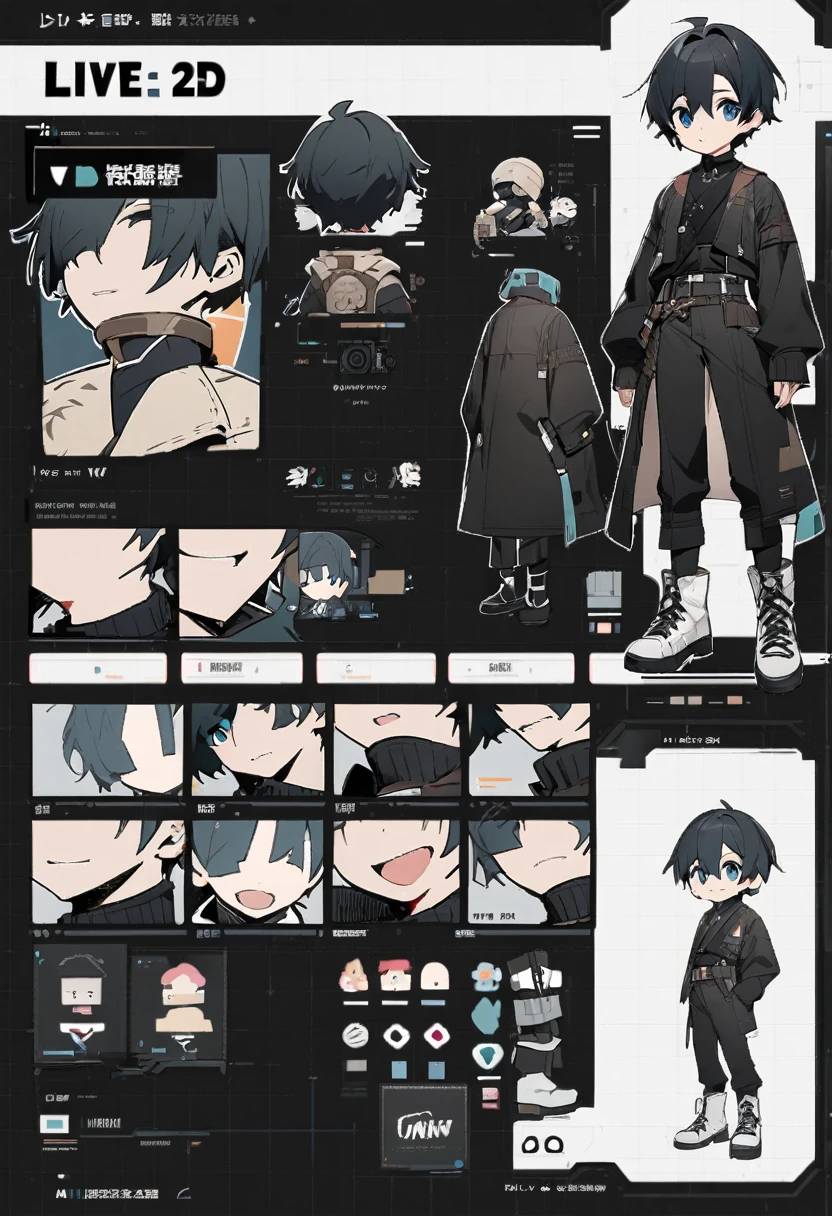 live2D character parts template, parts asset,live 2D vtuber model asset, boy
