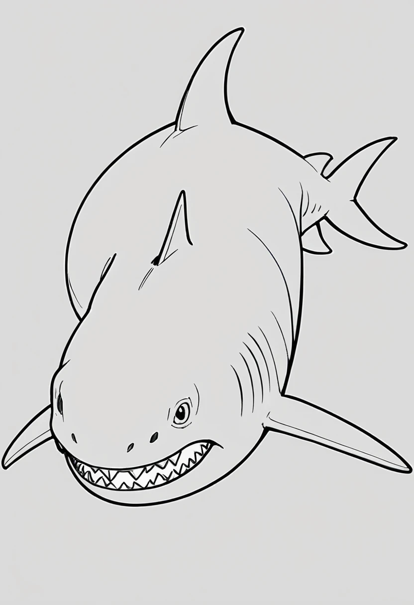 T-shape head shark, outline, no colour, no shading