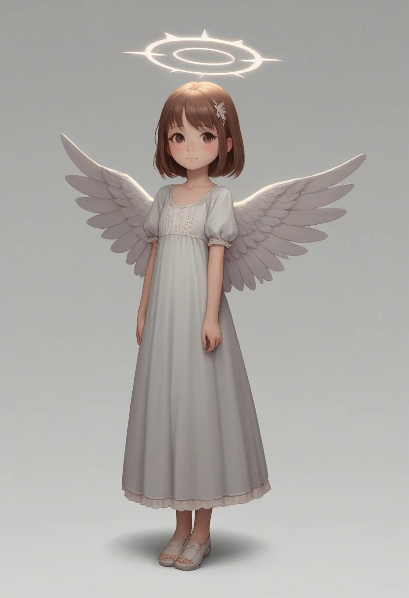 Magical little silver scale dragon in a dress, lizardfolk with wings and halo, ???,